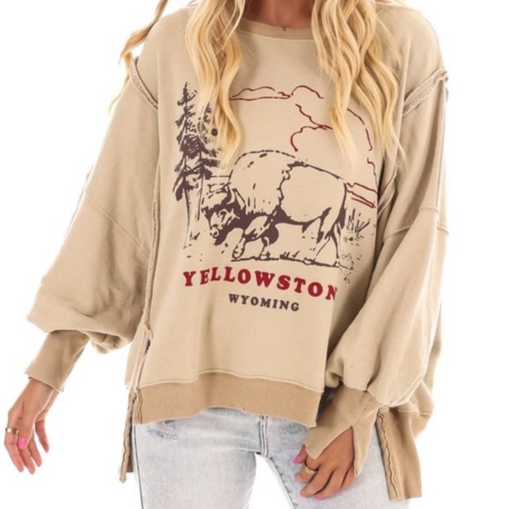 We The Free Tan Graphic Sweatshirt